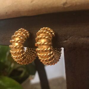 Vintage 12k Rope Twist Hoop Earrings